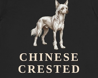 Camiseta con estampado de perro crestado chino, boceto vintage a pluma y tinta, regalo para amantes de los perros.
