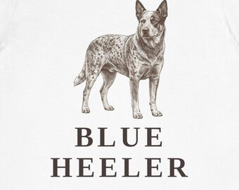 Camiseta Blue Heeler, boceto vintage a pluma y tinta, regalo para amantes de los perros