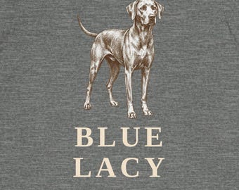 Camiseta azul de encaje, boceto vintage a tinta, regalo para dueños de perros de razas texanas.