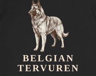 Camiseta de tervuren belga, camiseta con diseño vintage, regalo para amantes de los perros.