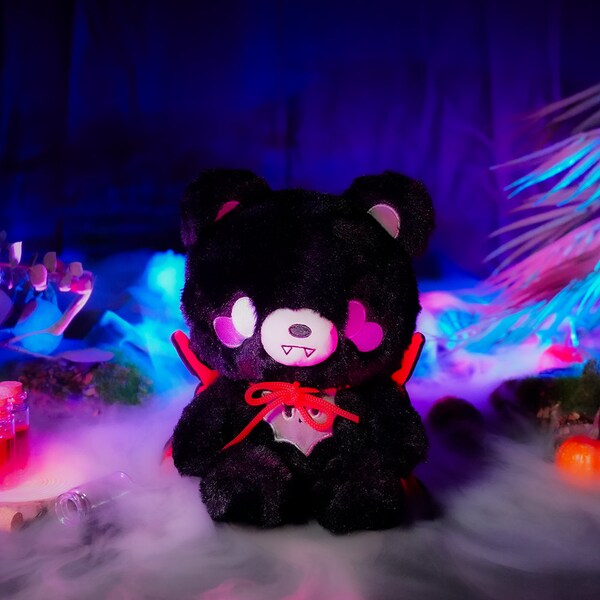 Édition spéciale peluche ours vampire kawaii effrayant avec cercueil