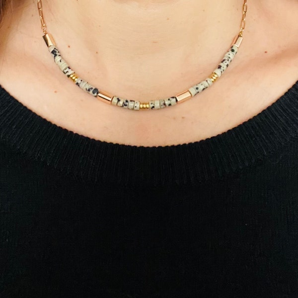 Dalmatian jasper natural stone necklace