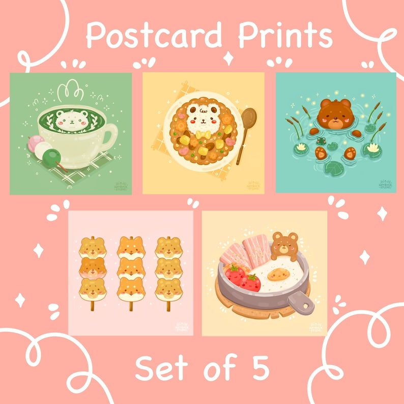 Cute Postcard Prints 10 Designs Etsy