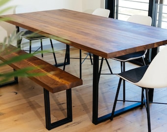 Handcrafted Walnut Dining Table, Solid Wood Custom Table Top