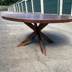 Handcrafted Walnut Round Dining Table: Modern Spider Base