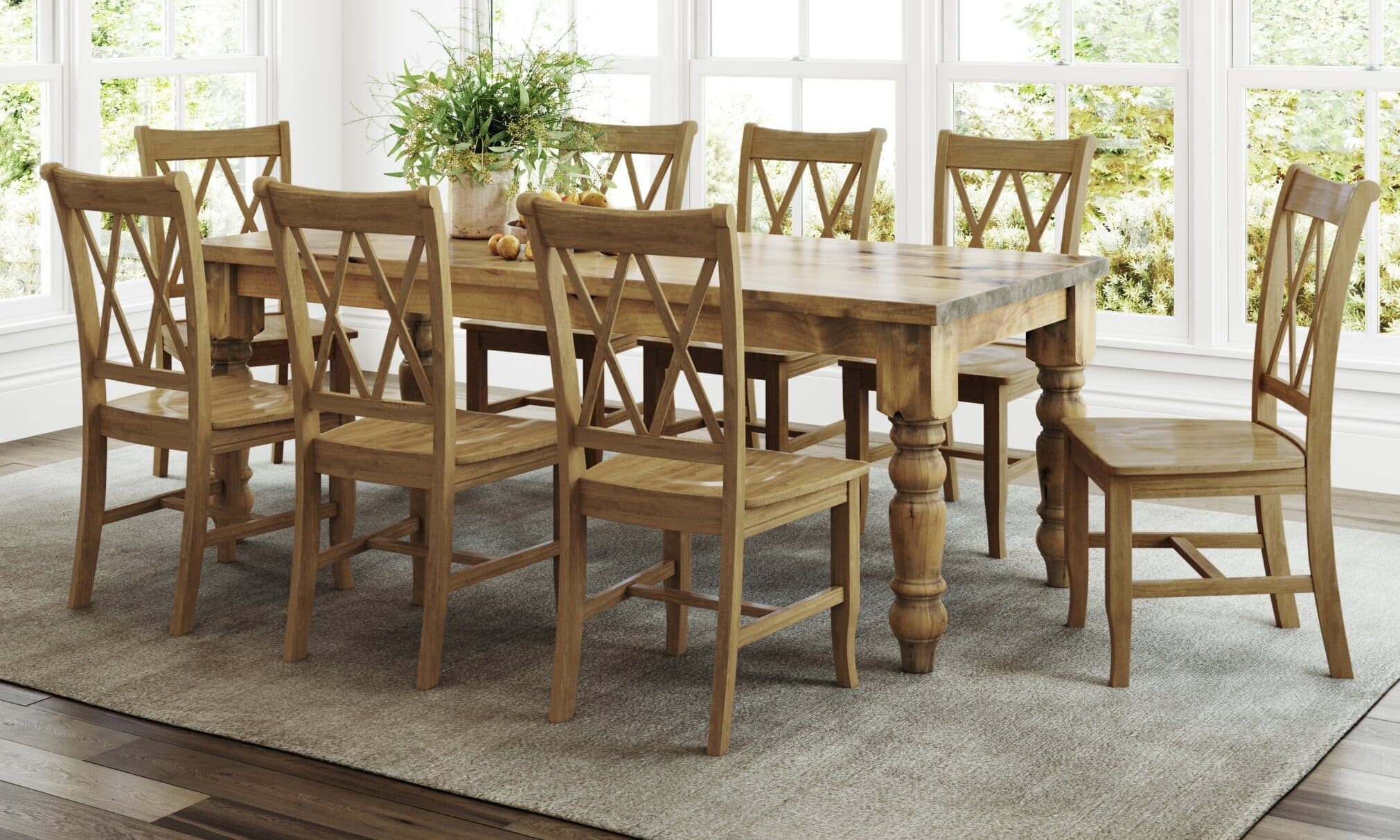 Handmade Rustic Farmhouse Table With Turned Legs - Solid Wood Kitchen ...