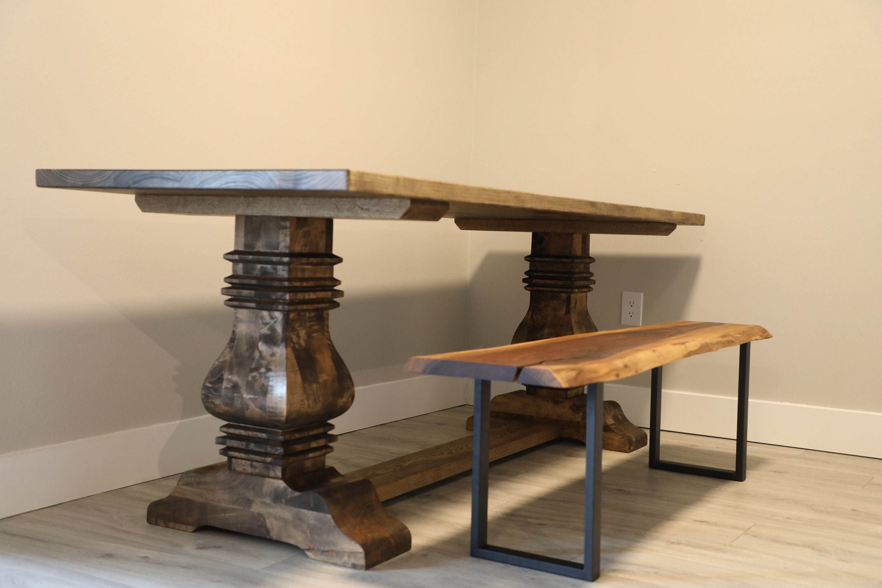 Handcrafted Pine Trestle Dining Table, Custom Farmhouse Style - Etsy