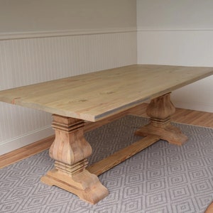 Handcrafted Pedestal Dining Room Table, Custom Farmhouse Dining Room ...