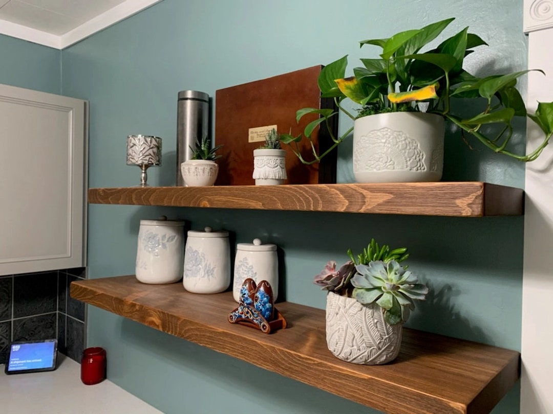Floating Shelves, Wood Shelves With Brackets, Book Shelf, Bathroom and