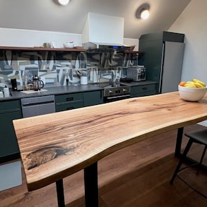 Custom Live Edge Wood Desk: Handcrafted Office Desk with Black Metal Legs