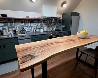 Custom Live Edge Wood Desk: Handcrafted Office Desk with Black Metal Legs