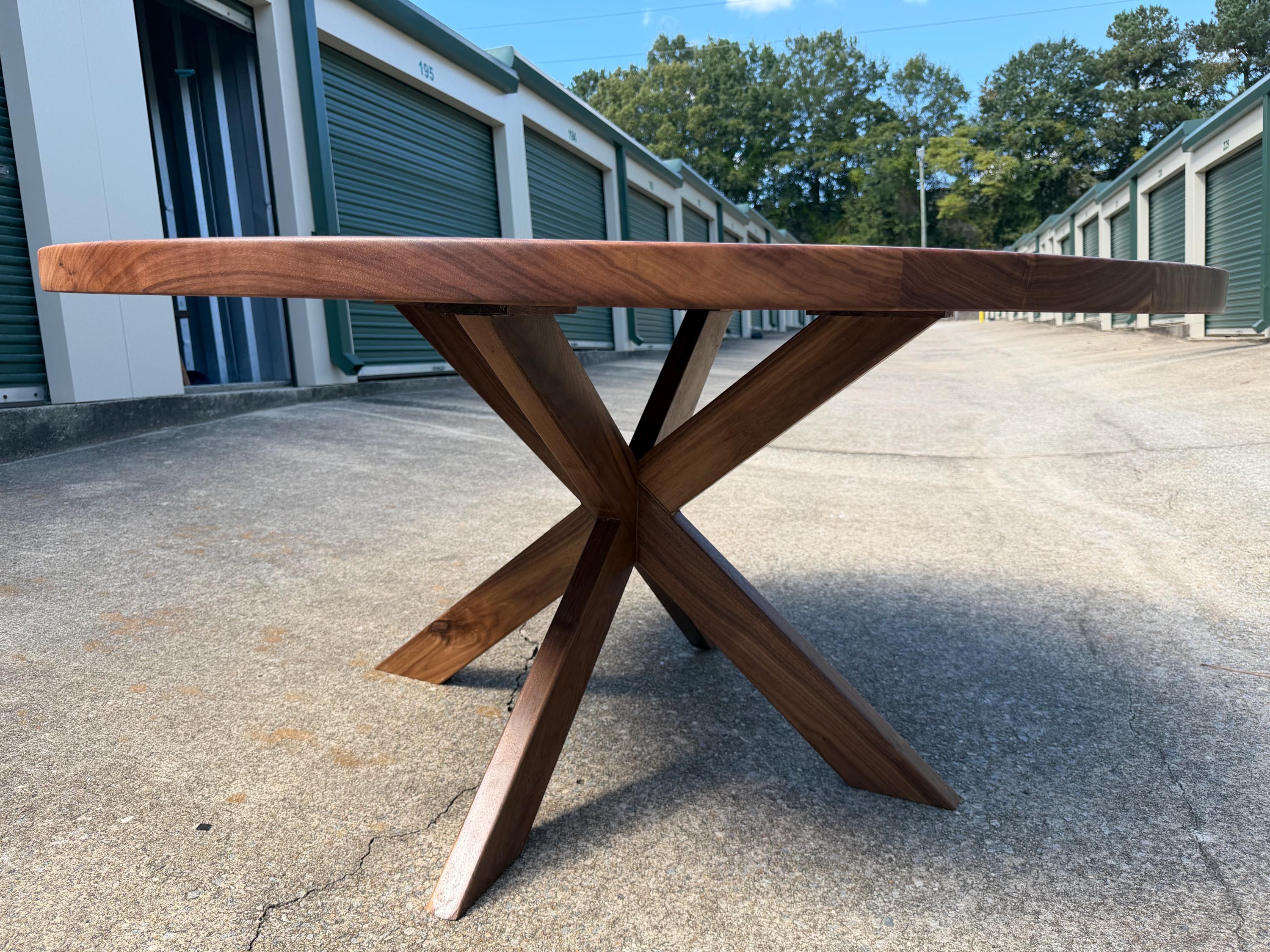 Solid Walnut Round Dining Table | Modern Steel Pedestal Base, Custom ...