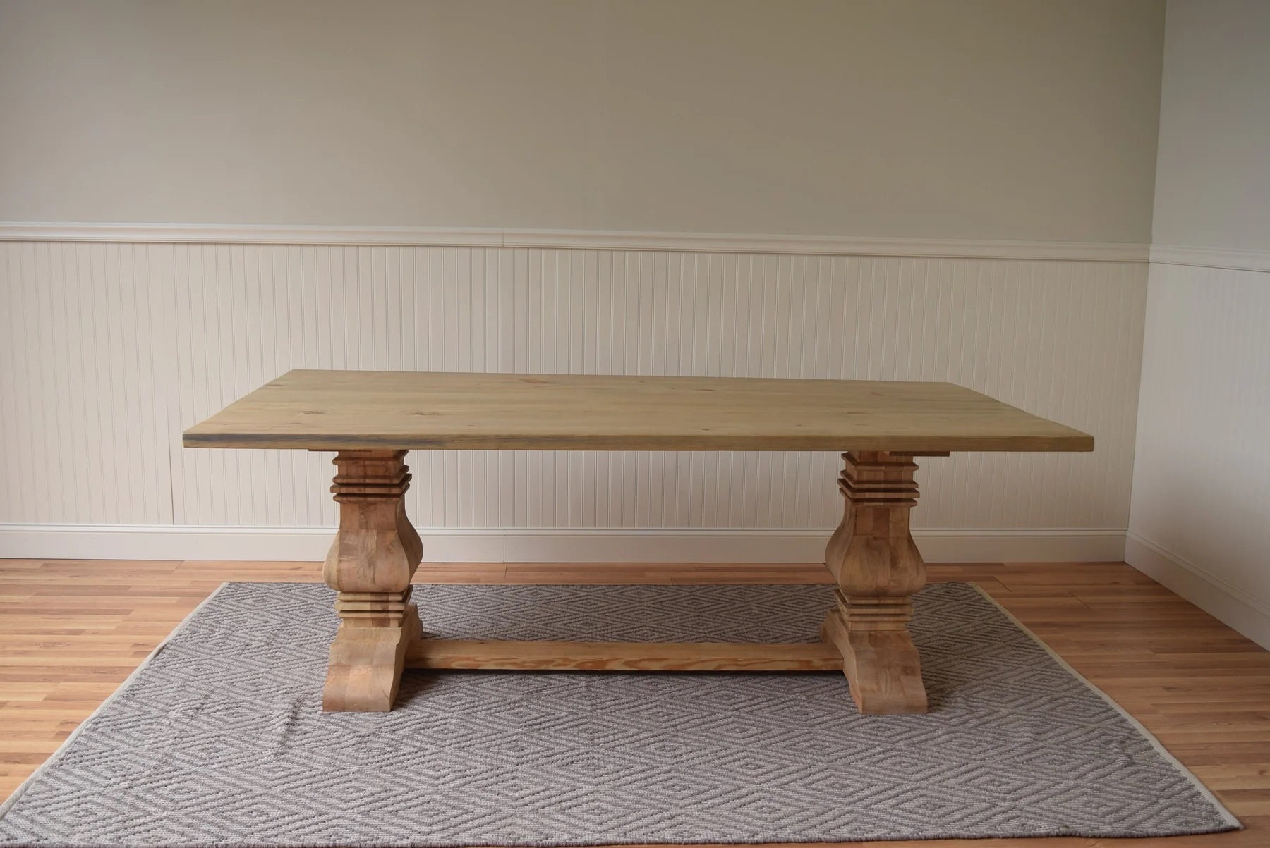 Handcrafted Pine Trestle Dining Table, Custom Farmhouse Style - Etsy