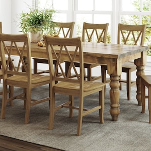 Handmade Pine Farmhouse Table: Rustic Turned Leg Kitchen Dining Table