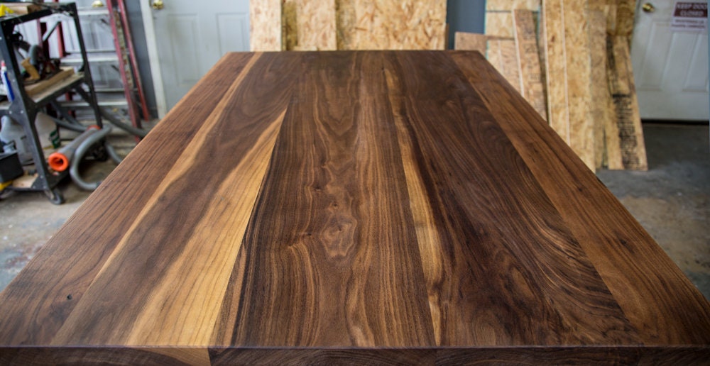 Handcrafted Walnut Coffee Table with Black Metal Legs