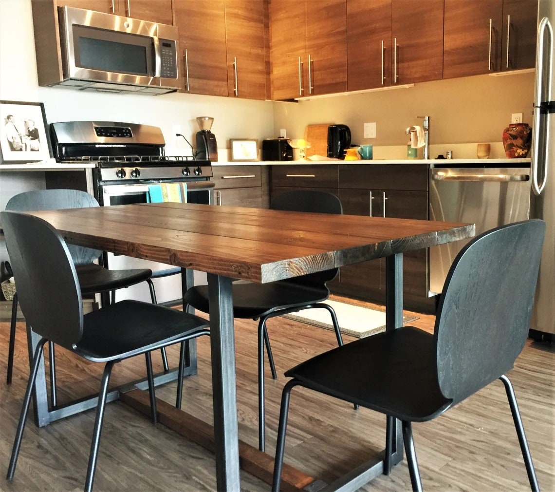 Handcrafted Solid Wood Dining Table With Customizable Stain Finish and ...