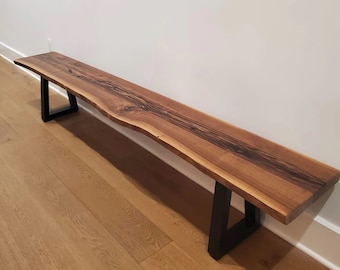 Live Edge Walnut Bench: Embrace the Beauty of Nature with Versatile Entryway and Outdoor Appeal - Timeless Elegance in Reclaimed Wood