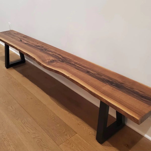 Live Edge Walnut Bench: Embrace the Beauty of Nature with Versatile Entryway and Outdoor Appeal - Timeless Elegance in Reclaimed Wood
