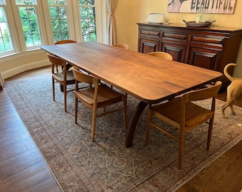 Handcrafted Walnut Dining Table: Modern Rustic X-Style Base
