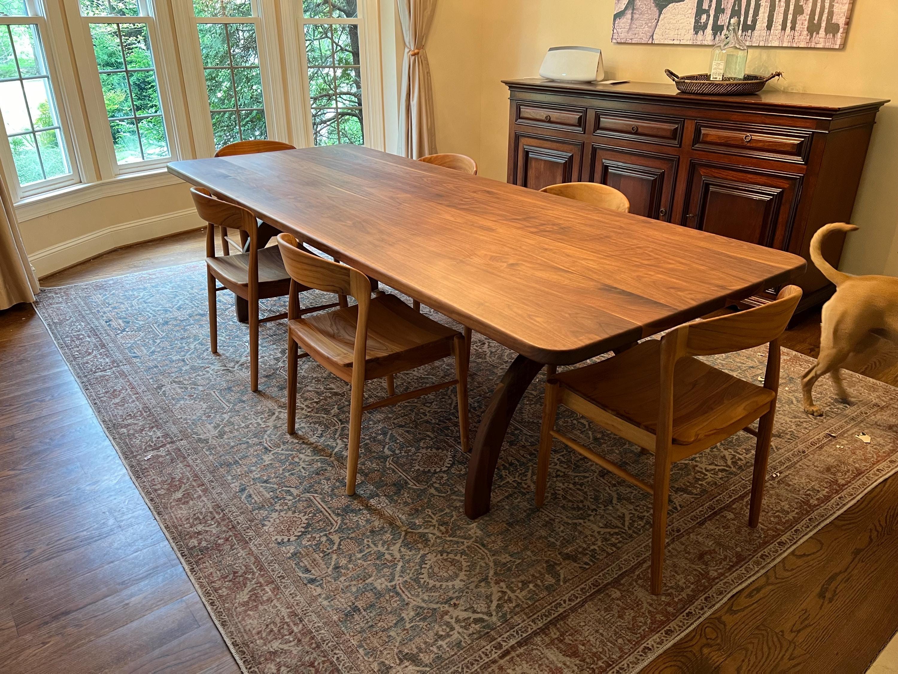 Handcrafted Walnut Dining Table: Modern Rustic X-Style Base