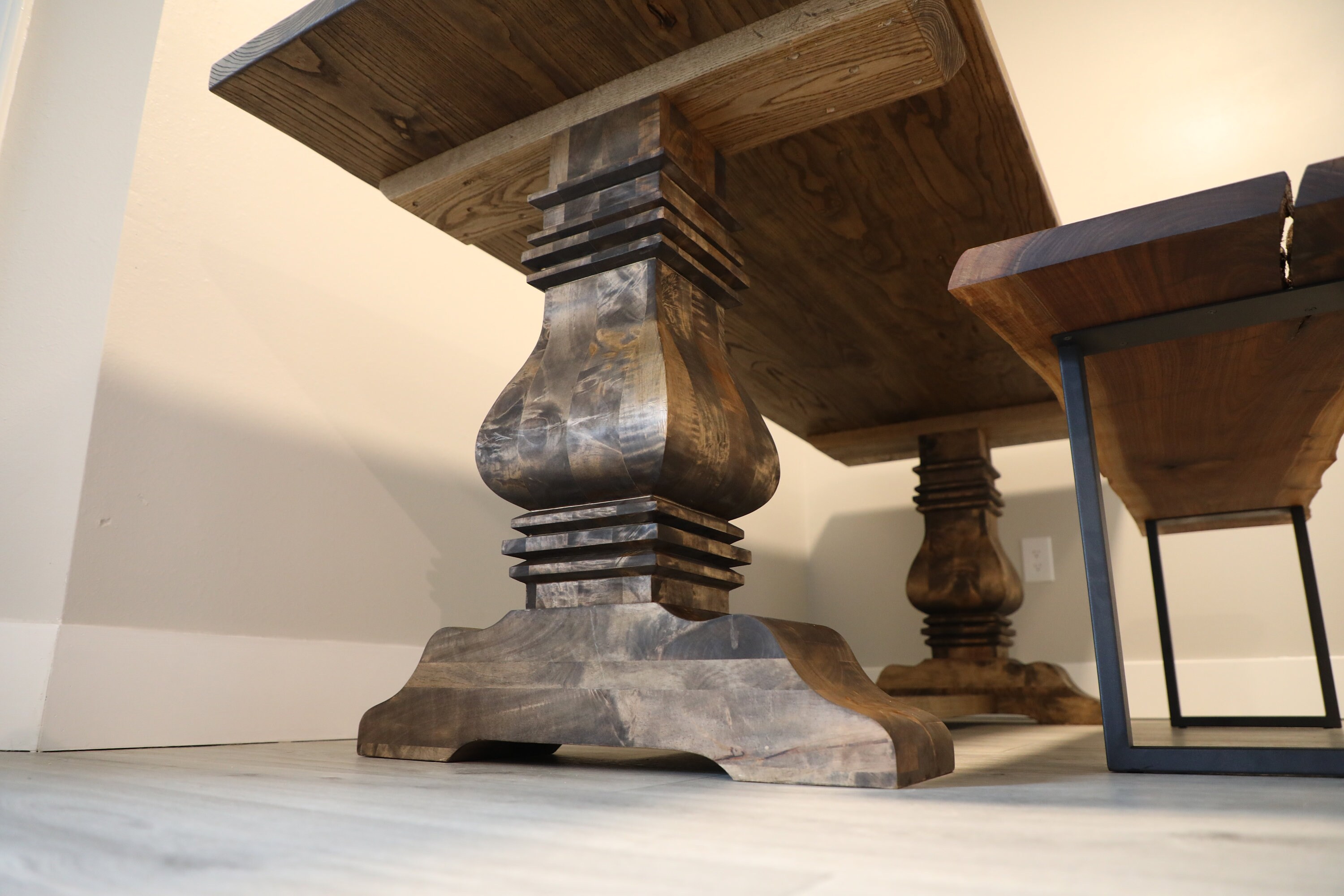 Handcrafted Pine Trestle Dining Table, Custom Farmhouse Style - Etsy