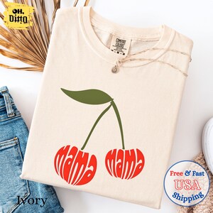 Retro Cherry Mama Shirt, Y2K Fruit Graphic Mom Tee, Groovy Comfort Colors T-Shirt, Cute Mother&#39;s Day Gift for Trendy Mama, Perfect Mom Gift