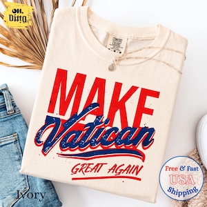 Camiseta &quot;Hagamos Grande al Vaticano de Nuevo&quot;, divertida camiseta católica estadounidense del Papa León XIV, colores patrióticos y cómodos, sátira política, regalo de Trump