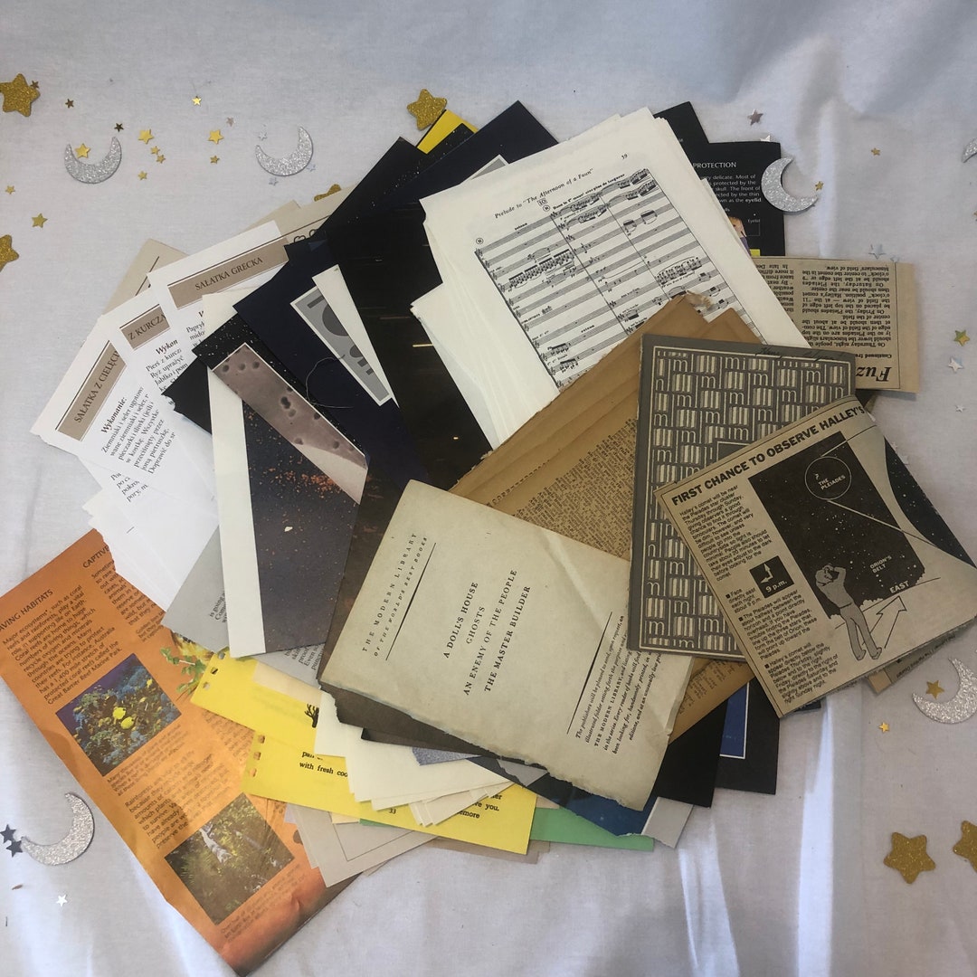 100 PAGES Vintage Paper Ephemera Pack Book Paper Mixed Lot Music