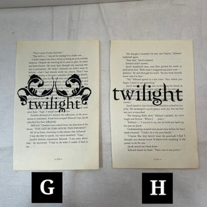 Twilight Poster Twilight Print Quotes on Unique Recycled Book Page Twilight Gifts Edward Bella Jacob Vampires New Moon Eclipse Breaking Dawn image 4
