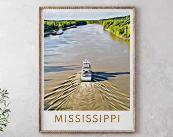 Mississippi Print, Mississippi Art, Mississippi Wall Art, Mississippi Poster, Mississippi Wall Decor, Mississippi, Mississippi Photo, Travel