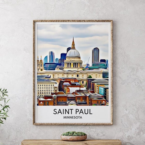 Saint Paul Art, Saint Paul Gift, Saint Paul Print, Saint Paul Artwork, Saint Paul Wall Art, Art Print Poster, Travel Poster, Minnesota