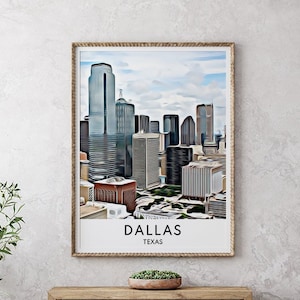 Dallas Texas, Dallas Art, Dallas Print, Dallas Skyline, Texas Print, Dallas Gift, Dallas Souvenir, Texas Painting, Dallas Poster, Texas