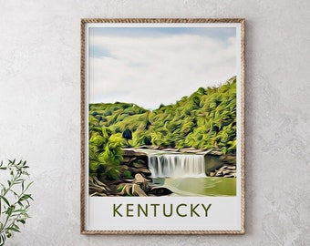 Kentucky Art, Kentucky Print, Kentucky Wall Art, Kentucky Poster, Kentucky, Kentucky Souvenir, Kentucky Gift, Kentucky Decor, Travel, Framed