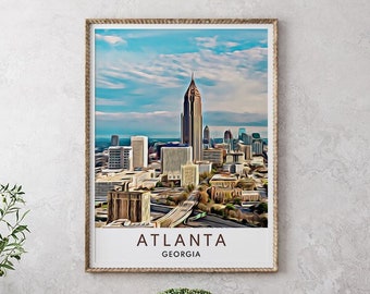 Atlanta Art, Atlanta Print, Atlanta Wall Art, Atlanta Artwork, Atlanta Gift, Georgia Painting, Georgia, Atlanta, Travel, Framed