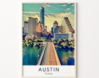 Austin Texas Print, Austin Wall Art, Christmas Gift, Anniversary Gift, Austin Poster, Austin Art Print, Texas Wall Art, Texas Gift, Austin