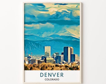 Denver Travel Print, Denver Art Print, Denver City Prints, Colorado Travel Print, Denver Wall Art, Travel, Denver Poster, Denver, Colorado