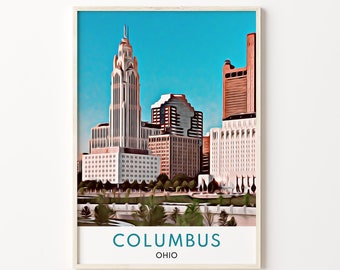 Columbus Print, Ohio Print, Ohio Wall Art, Columbus City Print, Ohio Poster, Columbus Poster, Columbus Art Print, Columbus, Ohio, Travel