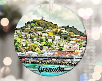 Grenada Ornament, Christmas Ornament, Grenada Christmas, Travel Ornament, Christmas Gift, Tree Ornament, Newlywed Ornament, Travel