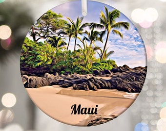 Maui Ornament, Christmas Ornament, Hawaii Christmas, Hawaii Ornament, Holiday Decoration, Maui Gift, Maui Christmas, Travel Ornament, Travel