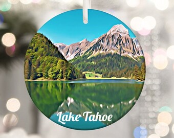 Lake Tahoe Ornament, Christmas Ornament, Tree Ornament, Lake Tahoe Christmas, Christmas Gift, Newlywed Ornament, Housewarming Gift, Travel