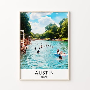 Austin Texas Print, Austin Texas, Barton Springs Print, Texas Wall Art, Art Poster Print, Austin Texas Gift, Austin Art Print, Austin, Texas