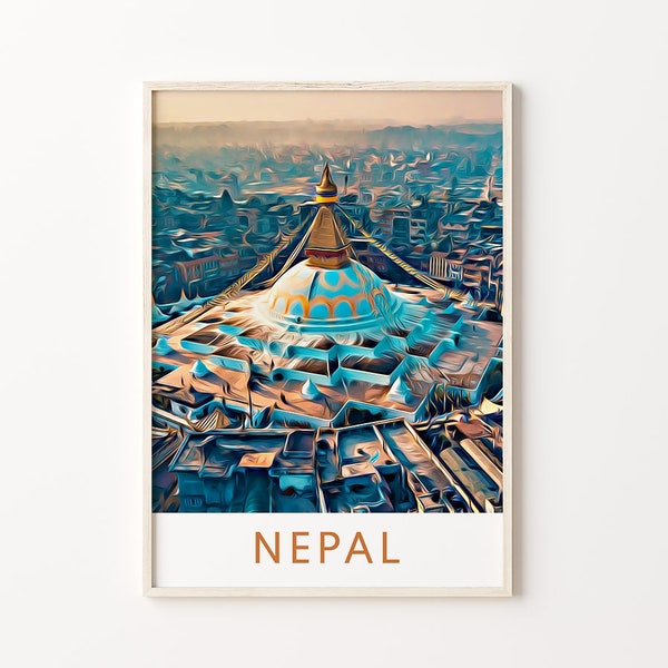 Nepal, Nepal Art, Nepal Print, Nepal Wall Art, Nepal Gift, Nepal Souvenir, Nepal Artwork, Nepal Painting, Nepal Travel Art, Home Decor