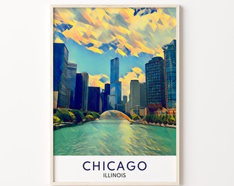 Chicago Print, Chicago Art, Chicago Travel Prints, Chicago Wall Art, Chicago Poster, Chicago Decor, Chicago Artwork, Illinois Gift, Illinois