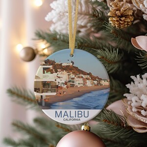 Malibu Christmas Ornament, Malibu Travel Decor, malibu Gift, Travel Gift, Malibu Holiday Keepsake, Christmas Tree Decoration