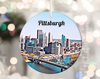 Pittsburgh Ornament, Pittsburgh Gift, Anniversary Gift, Souvenir Gift, Travel Gift, Travel Ornament, Couples Gift, Gift For Him, Pittsburgh