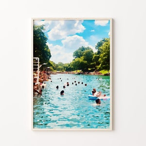 Austin Texas, Austin Texas Art, Austin Gift, Barton Springs Art, Austin Texas Print, Austin Wall Art, Austin Décor, Texas Landscape Art