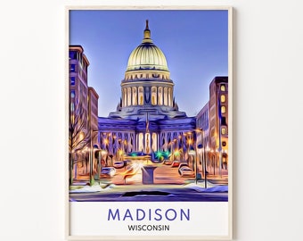 Madison Print, Madison Wall Art, Madison Travel Prints, Madison Art, Madison Gift, Madison Painting, Madison Art Print, Wisconsin, Travel