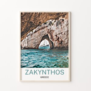 Stampa di viaggio di Zante, stampa della Grecia, arte murale di Zante, arte di Zante, stampa artistica di Zante, poster di Zante, Grecia, stampa di poster di viaggio