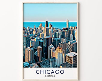 Chicago Print, Chicago Skyline, Chicago Art, Chicago Wall Art, Chicago Poster, Chicago Travel Print, Chicago Art Print, Chicago, Illinois