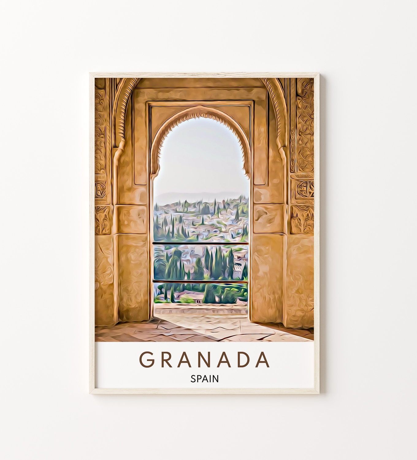 Wall Art Print, GRANADA City /Spain: #2 Romantic Old Scenes: Drawing S.XIX